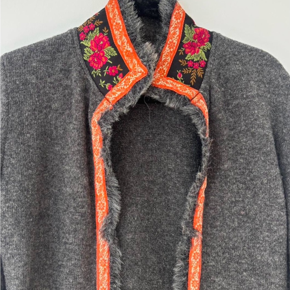 Anthropologie Gray Wool Jacket with Orange Trim - Picture 2 of 4